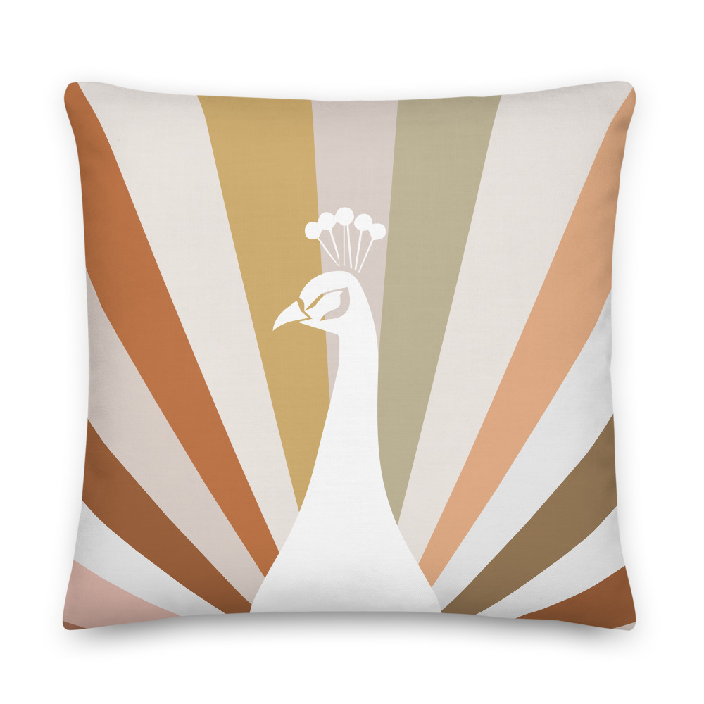 Majestic Boho Sunburst Peacock – Premium Linen-Feel Throw Pillow