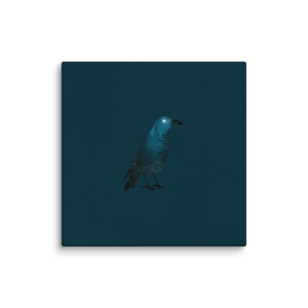 Raven in a Moonlit Forest Canvas Wall Art - Reflections of the Wild Series