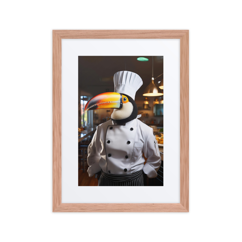 Chef Toucan - Birds Like Us - 12"x16" Framed Mat Print