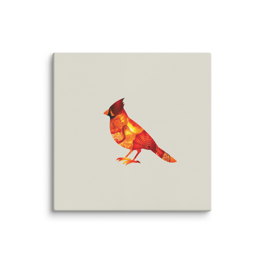 Fiery Glass Cardinal - Reflections of the Wild Series - Canvas Print · 20″×20″