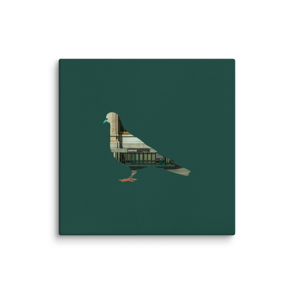 NYC Pigeon with Subway Station Silhouette - Reflections of the Wild - Canvas Print