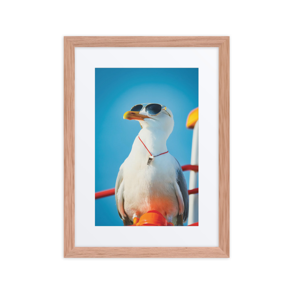The Lifeguard Seagull - Birds Like Us - 12"x16" Framed Matted Print