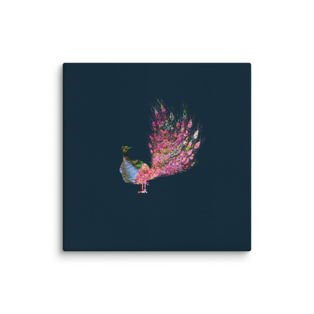Peacock Thai Flower Garden Canvas Wall Art - Reflections of the Wild Series